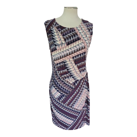 NIC+ZOE Geometric Print Sleeveless Sheath Dress Size M Stretch Lined Workwear - Picture 1 of 9
